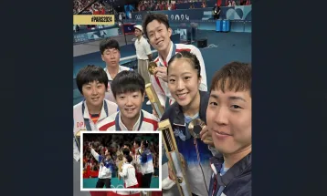 Momen Langka Atlet Korea Selatan dan Korea Utara Selfie Bersama di Olimpiade Paris 2024